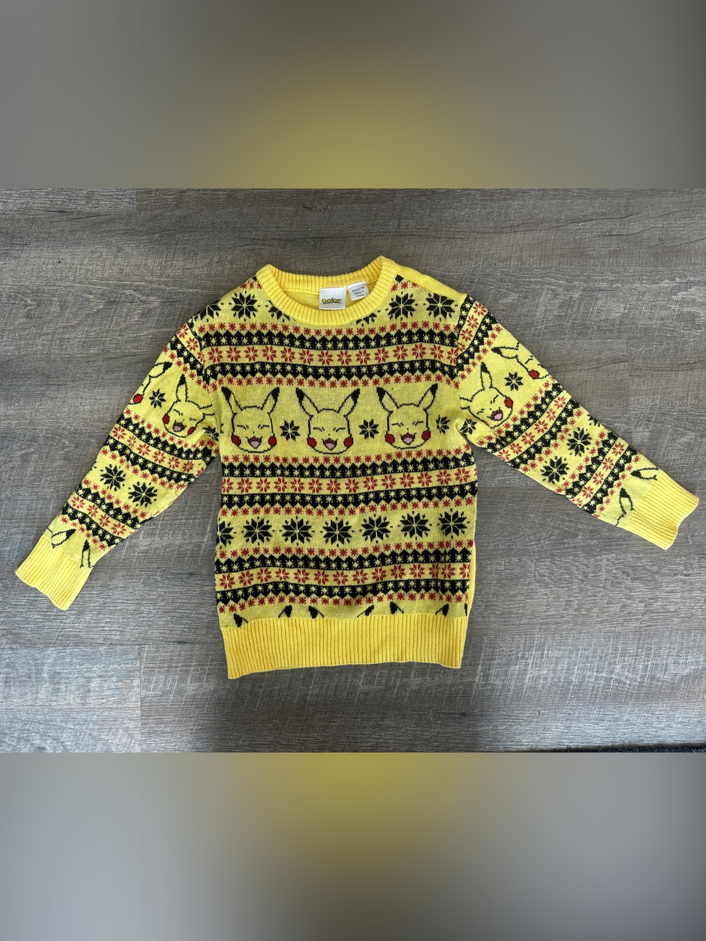 EUC Yellow Pikachu Pattern Knit Sweater